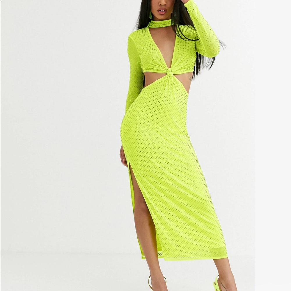 Embellished twist front dress